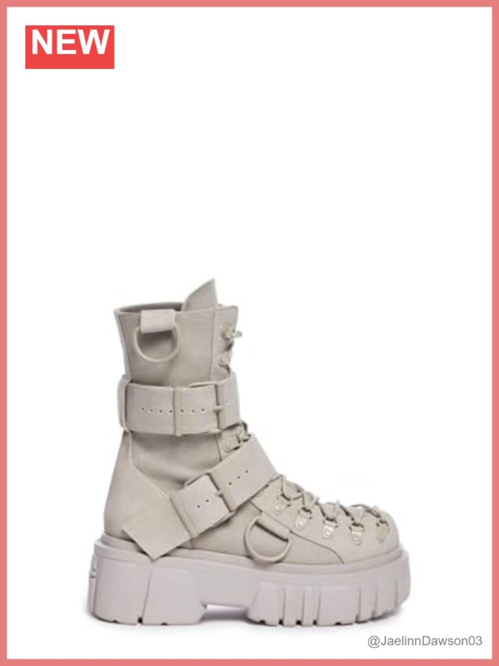 Chunky Vegan Leather Combat Boots with Buckles & Side Zipper